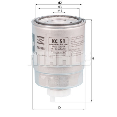 Filtre à carburant MAHLE ORIGINAL KC 51