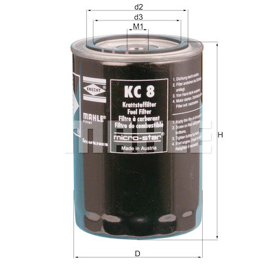 Filtre à carburant MAHLE ORIGINAL KC 8