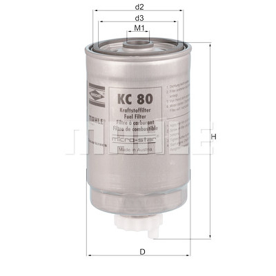 Filtre à carburant MAHLE ORIGINAL KC 80