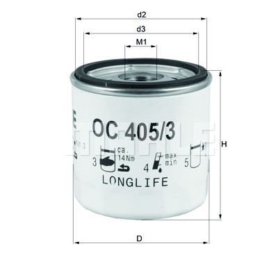 Filtre à huile MAHLE ORIGINAL OC 405/3
