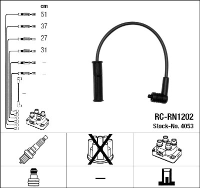 Jeu de câbles d'allumage NGK 4053