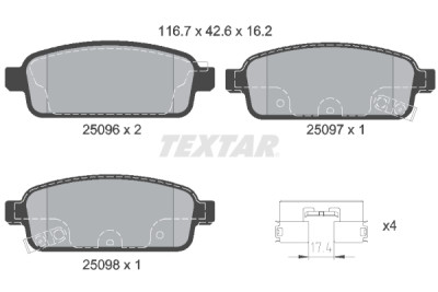 Plaquettes de frein TEXTAR 2509602