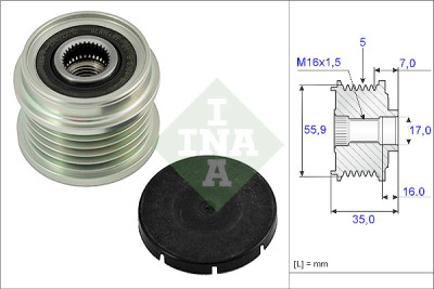 INA 535 0007 10 roue libre d'alternateur