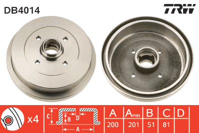 Jeu de (2) tambours de frein TRW DB4014