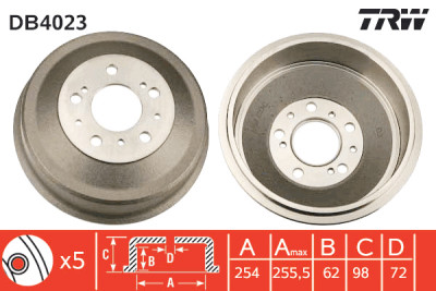 Jeu de (2) tambours de frein TRW DB4023
