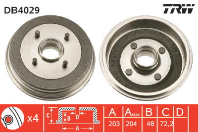 Jeu de (2) tambours de frein TRW DB4029