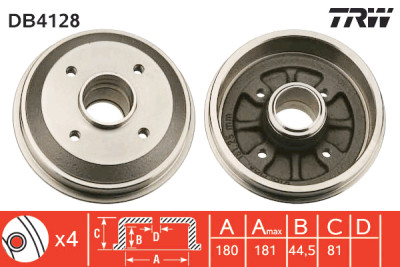 Jeu de (2) tambours de frein TRW DB4128