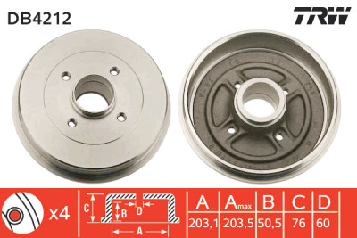 Jeu de (2) tambours de frein TRW DB4212