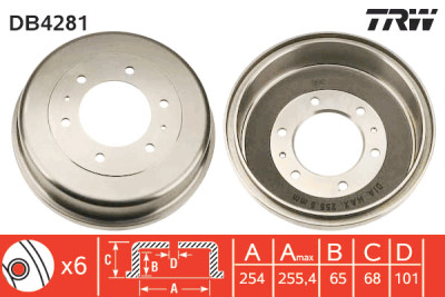 Jeu de (2) tambours de frein TRW DB4281
