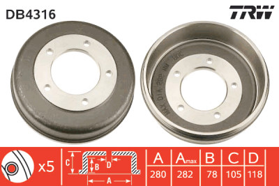 Jeu de (2) tambours de frein TRW DB4316