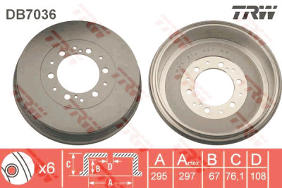 Jeu de (2) tambours de frein TRW DB7036