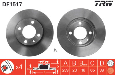 Jeu de (2) disques de frein TRW DF1517