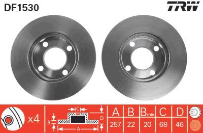 Jeu de (2) disques de frein TRW DF1530