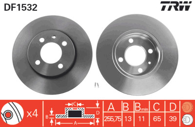 Jeu de (2) disques de frein TRW DF1532