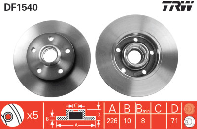 Jeu de (2) disques de frein TRW DF1540