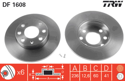 Jeu de (2) disques de frein TRW DF1608