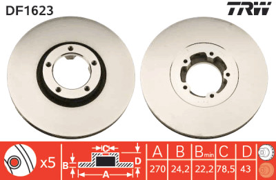 Jeu de (2) disques de frein TRW DF1623