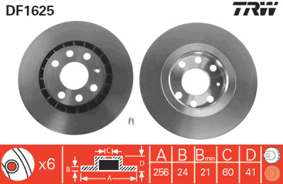 Jeu de (2) disques de frein TRW DF1625