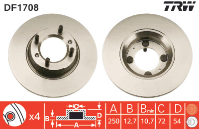 Jeu de (2) disques de frein TRW DF1708