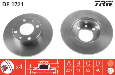 Jeu de (2) disques de frein TRW DF1721