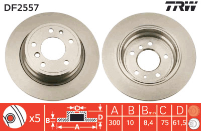 Jeu de (2) disques de frein TRW DF2557