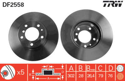 Jeu de (2) disques de frein TRW DF2558