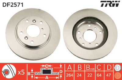 Jeu de (2) disques de frein TRW DF2571