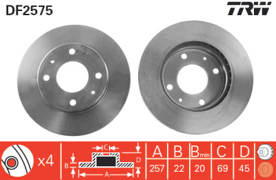Jeu de (2) disques de frein TRW DF2575