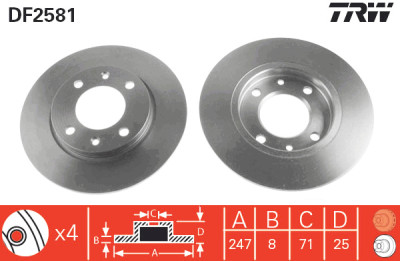 Jeu de (2) disques de frein TRW DF2581