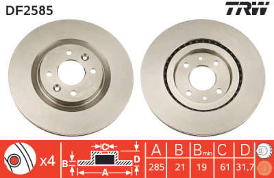 Jeu de (2) disques de frein TRW DF2585