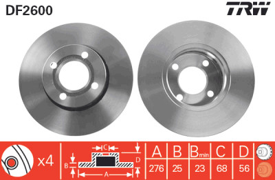 Jeu de (2) disques de frein TRW DF2600