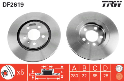 Jeu de (2) disques de frein TRW DF2619