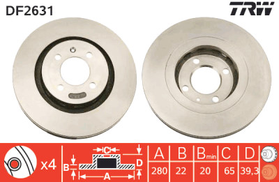 Jeu de (2) disques de frein TRW DF2631