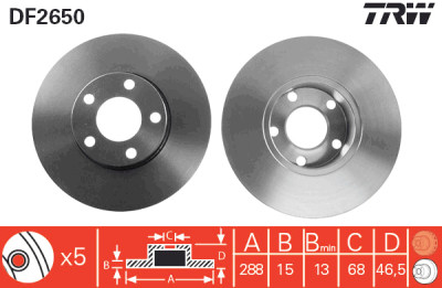 Jeu de (2) disques de frein TRW DF2650