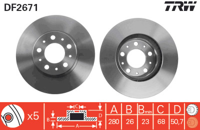 Jeu de (2) disques de frein TRW DF2671