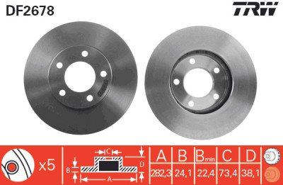 Jeu de (2) disques de frein TRW DF2678