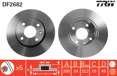 Jeu de (2) disques de frein TRW DF2682