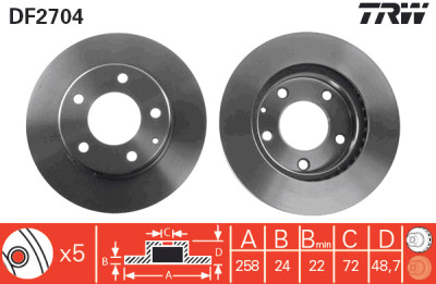 Jeu de (2) disques de frein TRW DF2704