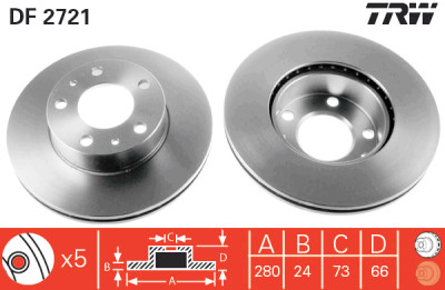 Jeu de (2) disques de frein TRW DF2721