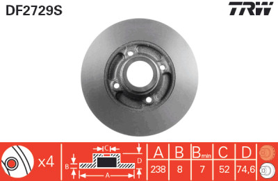 Disque de frein TRW DF2729S