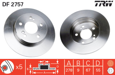 Jeu de (2) disques de frein TRW DF2757