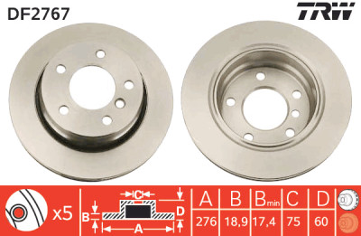 Jeu de (2) disques de frein TRW DF2767