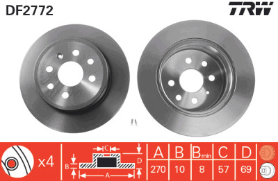 Jeu de (2) disques de frein TRW DF2772