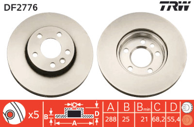 Jeu de (2) disques de frein TRW DF2776