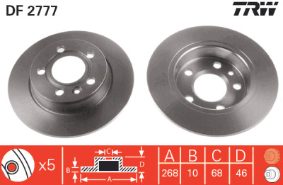 Jeu de (2) disques de frein TRW DF2777