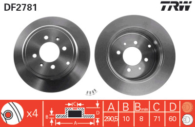 Jeu de (2) disques de frein TRW DF2781