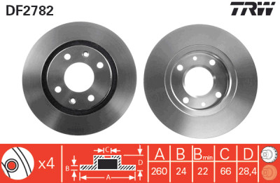Jeu de (2) disques de frein TRW DF2782