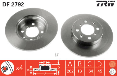 Jeu de (2) disques de frein TRW DF2792