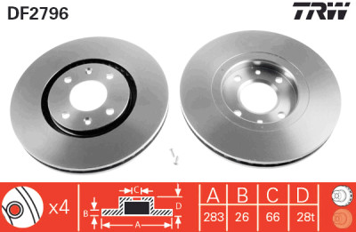 Jeu de (2) disques de frein TRW DF2796