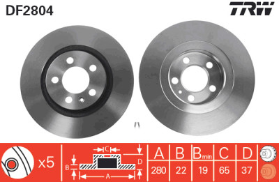 Jeu de (2) disques de frein TRW DF2804